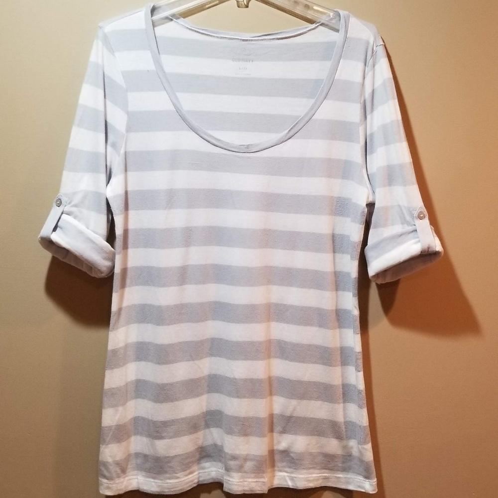 Casual Striped White/Grey Top